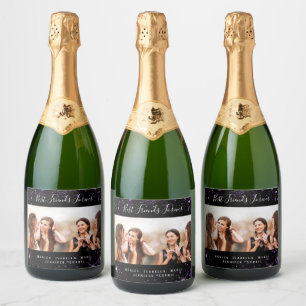 Beste vriend(in) voor altijd foto zwart paarse gli sparkling wijnetiket