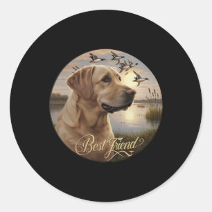 Beste Vriend Jacht op Gele Labrador Hond Met Eende Ronde Sticker