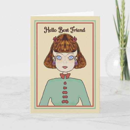 Beste vriend Kaart Hand getekend (Voorkant)
