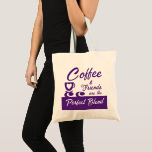 Beste vriend koffieminnaar paars tote bag