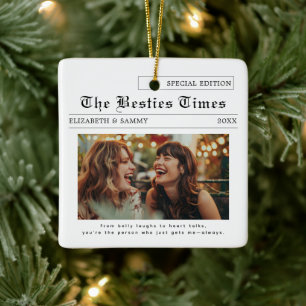 Beste Vriend   Krantenfoto van Cute Besties Keramisch Ornament