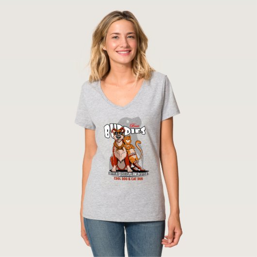 Beste vriend (lichte modus) | Vrouwen V-hals T-shirt (Voorkant volledig)