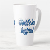 Beste vriend met zee blauwe tekst latte mok (Rechterhoek)