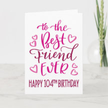 Beste vriend ooit 104e verjaardag typografie in ro