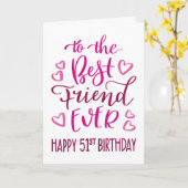 Beste Vriend Ooit 51ste Verjaardag Typografie in R Kaart (Gele Bloem)