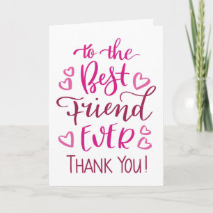 Beste vriend ooit Bedankt typografie in roze Kaart