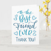Beste vriend ooit Dank u Typografie in blauw Kaart (Gele Bloem)