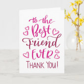 Beste Vriend Ooit Dank u Typografie in Roze Kaart (Gele Bloem)