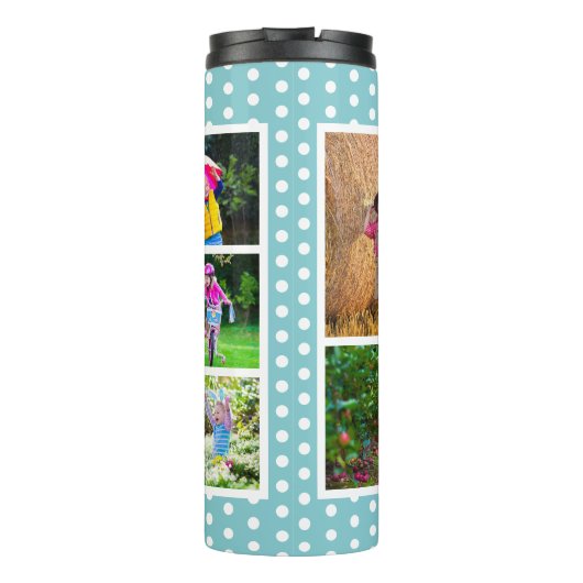 Beste Vriend Ooit Fotocollage Sky Blauw en Wit Thermosbeker (Achterkant)