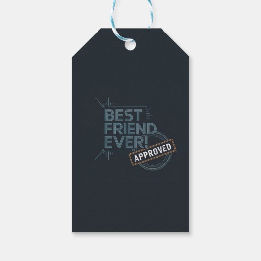 Beste vriend ooit goedgekeurd tekstontwerp cadeaulabel (Achterkant)