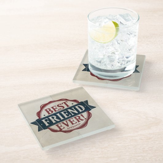 Beste vriend ooit goedgekeurd tekstontwerp glazen onderzetter (Schuin)