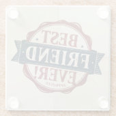 Beste vriend ooit goedgekeurd tekstontwerp glazen onderzetter (Achterkant)