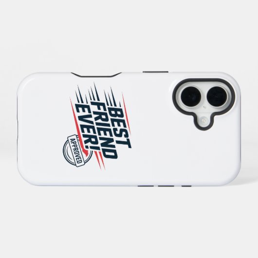 Beste vriend ooit, goedgekeurd tekstontwerp iPhone 16 hoesje (Achterkant horizontaal)