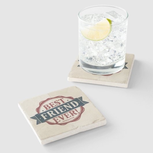 Beste vriend ooit goedgekeurd tekstontwerp stenen onderzetter (Zijkant)