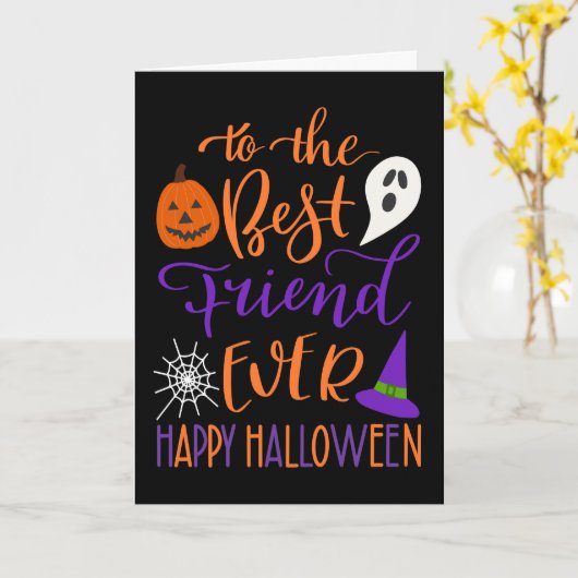 Beste vriend ooit Halloween in Sinaasappel en Paar Kaart (Gele Bloem)