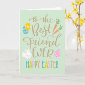 Beste vriend ooit Happy Easter Typografie Kaart (Gele Bloem)