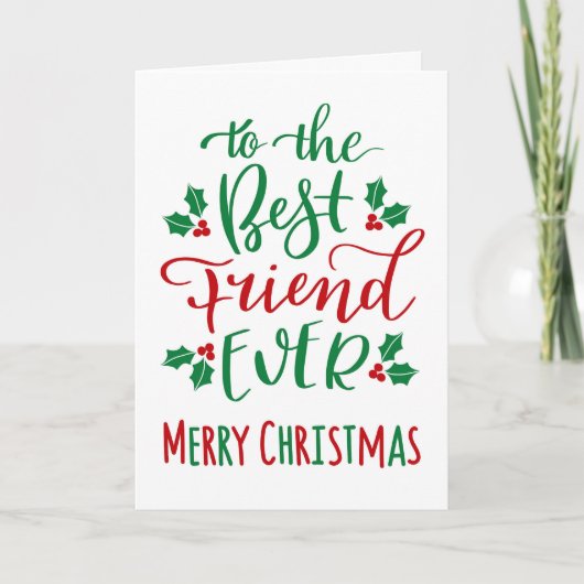 Beste vriend ooit kersttypografie kaart (Voorkant)