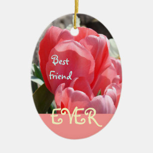 Beste vriend ooit-sieraden Roze BBF Tulpen Vriende Keramisch Ornament