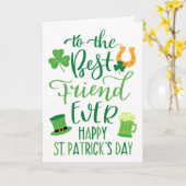Beste vriend ooit St Patrick's Day Typografie Kaart (Gele Bloem)