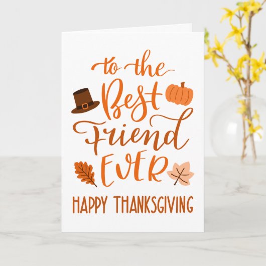 Beste Vriend Ooit Thanksgiving Dag in Sinaasappel Kaart (Gele Bloem)