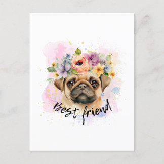 Beste vriend pug voor honden en pugs minnaar briefkaart