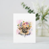 Beste vriend pug voor honden en pugs minnaar briefkaart (Staand voorkant)