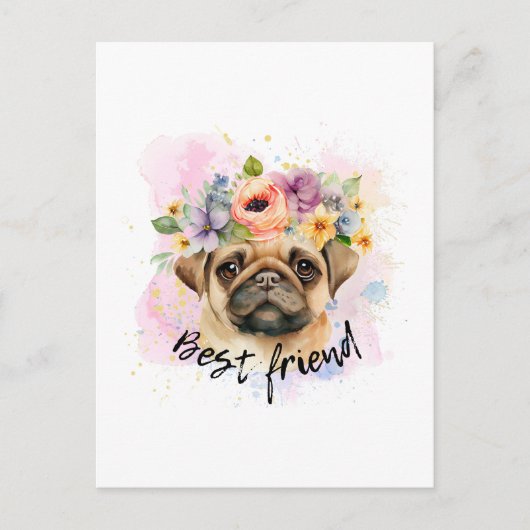 Beste vriend pug voor honden en pugs minnaar briefkaart (Voorkant)