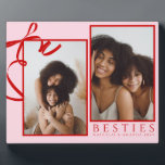 Beste Vriend Roze Foto Plaque Fotoplaat<br><div class="desc">Beste Vriendin Girly Roze Fotoplaquette met een Rode strik illustratie</div>