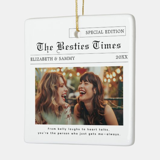 beste vriend | Schattigee Besties krantenfoto Keramisch Ornament (Links)