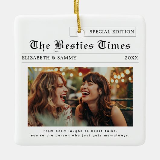 beste vriend | Schattigee Besties krantenfoto Keramisch Ornament (Voorkant)