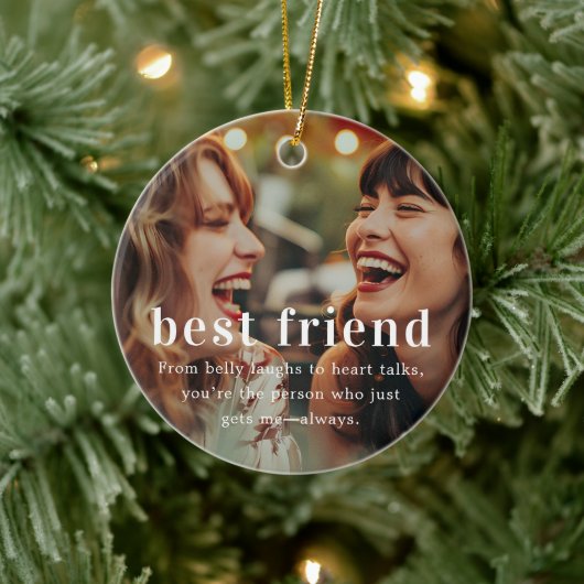 Beste Vriend | Sentimenteel Foto Kerstcadeau Keramisch Ornament (Boom)