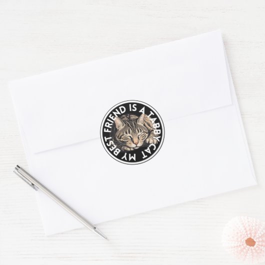 Beste vriend Tabby Cat Ronde Sticker (Envelop)