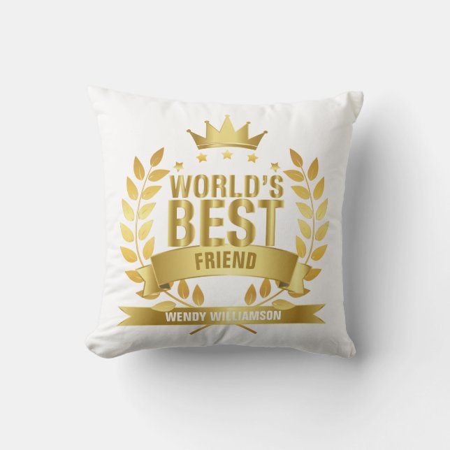 Beste Vriend Ter Wereld Gouden Fun Kussen (Voorkant)