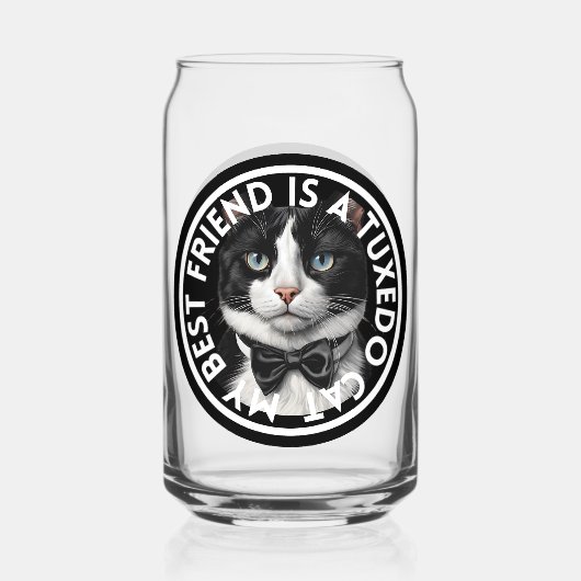 Beste vriend Tuxedo Cat Blikvorm Glas (Voorkant)