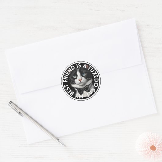 Beste vriend Tuxedo Cat Ronde Sticker (Envelop)
