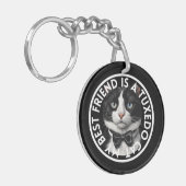 Beste vriend Tuxedo Cat Sleutelhanger (Voorkant Links)