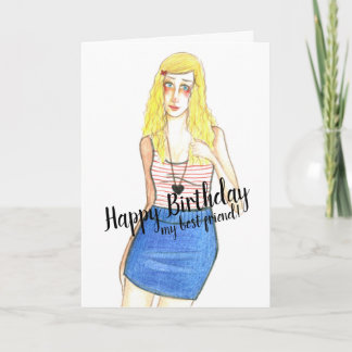 Beste vriend van Blonde Girl Happy Birthday Kaart