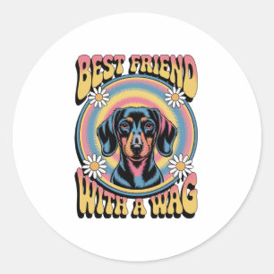 Beste vriend van de Dachshund met een kwispel Ronde Sticker