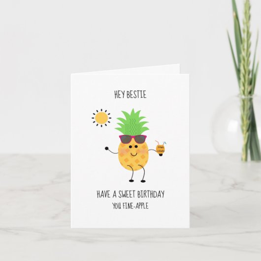 Beste Vriend Verjaardag Leuke Ananas Bedankkaart (Voorkant)