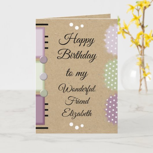 Beste vriend verjaardag rustieke pruim kaart (Gele Bloem)