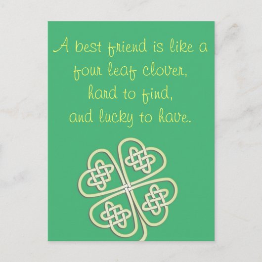 Beste Vriend Vier Bladklaver Briefkaart (Voorkant)