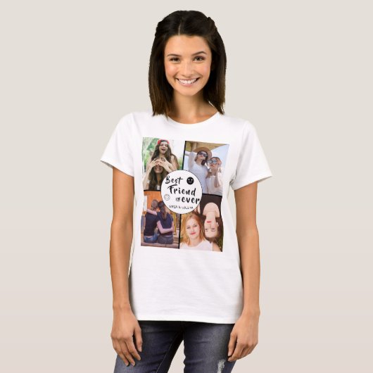 Beste vriend voor altijd Custom 4-Photo Collage T- T-shirt (Voorkant volledig)