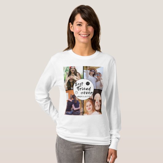 Beste Vriend Voor Altijd Custom Photo Collage Vrou T-shirt (Voorkant volledig)