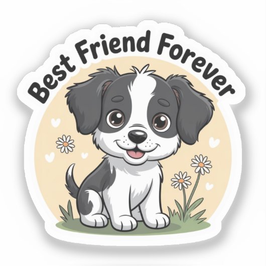 Beste vriend voor altijd puppy Sticker | Schattige (Voorkant)