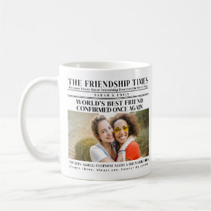 Beste Vriend Zwart Wit Vintage Krantenfoto Koffiemok