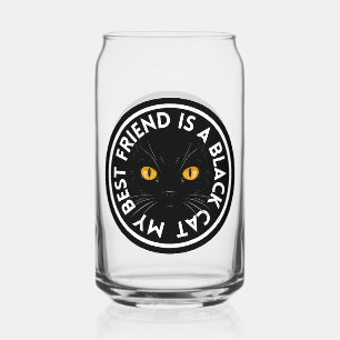 Beste vriend zwarte kat blikvorm glas