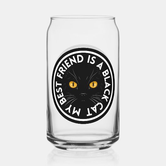 Beste vriend zwarte kat blikvorm glas (Achterkant)
