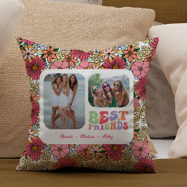 Beste vrienden 2 foto's Groovy Flowers Kussen