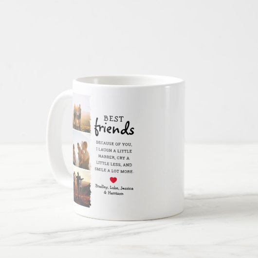 Beste vrienden 3 Foto Collage & Quote Koffiemok (Voorkant links)