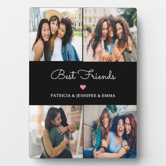Beste Vrienden 4 Collage Foto & Custom Script Zwar Fotoplaat (voorkant)
